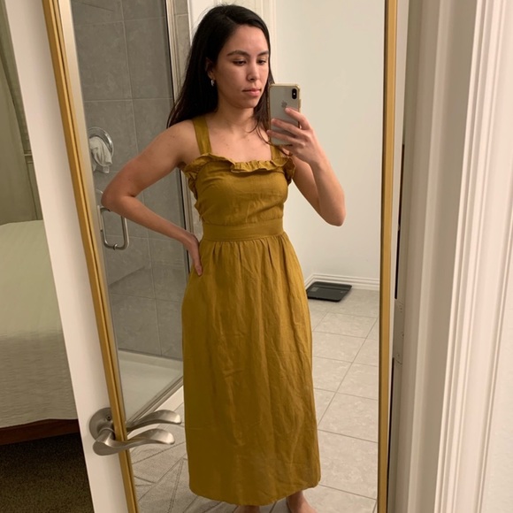 Zara rustic Ruffle Linen Maxi Dress - Picture 3 of 7